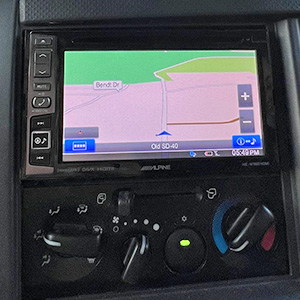The screen of the GPS